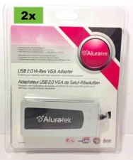 Pair Of Aluratek AUV100F USB 2.0 Hi-Res VGA Adapters - Sealed New 