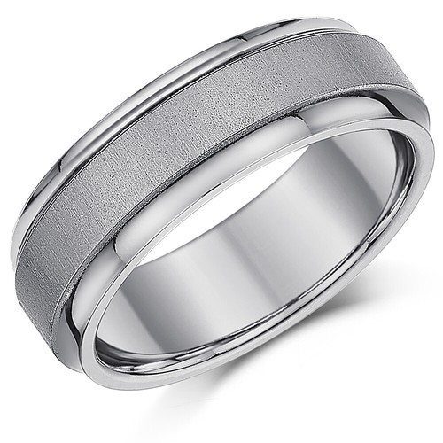 Anillos a juego His & Hers titanio satén aspecto diseñado bandas de boda 5 y 7 mm - Imagen 3 de 3