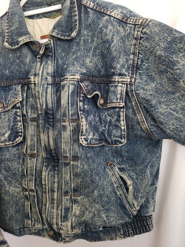 Vintage Levi's Denim Jacket Acid Wash Hipster Zip Lined Medium - Picture 2 of 10