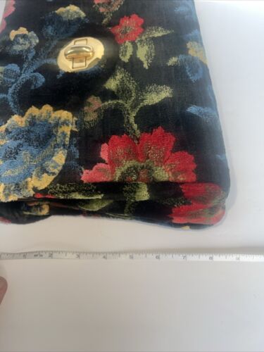 Vintage Floral Tapestry CARPET Bag Purse Jewel Tone Black - Picture 12 of 13