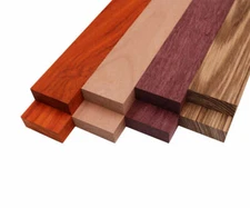 Imported Exotic Hardwood Variety Pack - Zebrawood, Purpleheart, Padauk, Okoume -