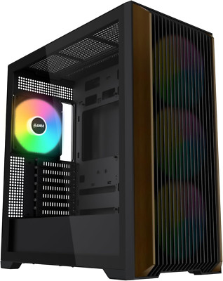 Z60 Walnut Wood ATX Mid Tower Case with 4 ARGB Fans & Type-C Port