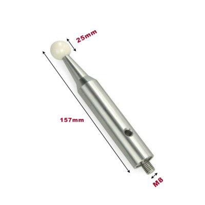 Calibration Ball & Rod Set - Ceramic Ball On M8/M10 Stainless Steel Rod, 25mm Ball, 157mm Length, For CMM Machines (Mitutoyo, Brown & Sharpe)