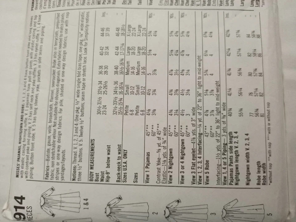 SIMPLICITY SEWING 8914 - MISSES' NIGHTGOWN, ROBE, PYJAMAS - SIZE MD- CUT - image 4 of 4