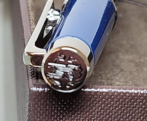 [MINT] FRANCK MULLER robertocavalli Navy/Silver Twisted Ballpoint Pen wz/Box&Tag - Picture 4 of 5