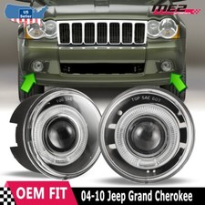 For 2004-2010 Jeep Grand Cherokee Halo Projector Fog Lights Clear Bumper Driving