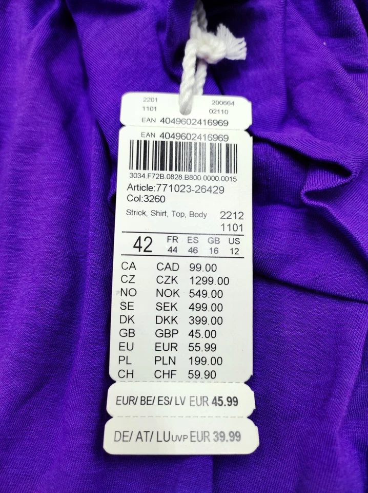 Samoon Damen Lila Gr. EU 42 Rollkragnen Longsleeve Rolli Dünn - Bild 3 von 4