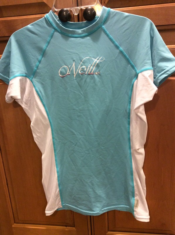 O'Neill WOMENS Blue Short Sleeve 50+ UV Protection Rash Guard Swim Shirt LARGE
