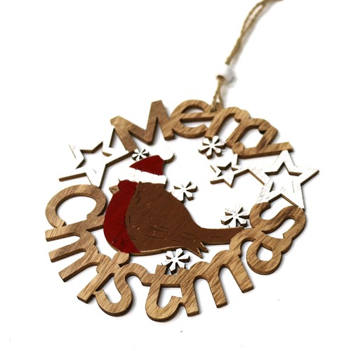 Wooden Wood Shabby Chic Christmas Xmas Tree Bauble Pendants Ornament Decorations - Picture 37 of 44
