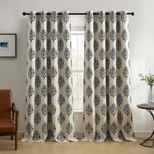 Elrene Navara Medallion Room Darkening Curtain Panel Window 52x84 Black