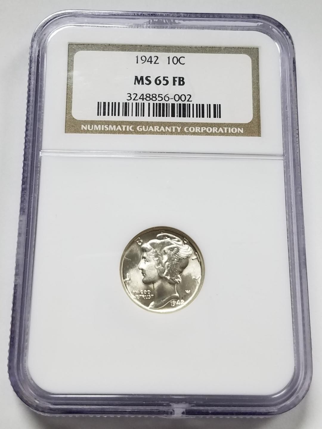 1942 Mercury Dime | NGC MS65 FB | Silver 10 c | Philadelphia