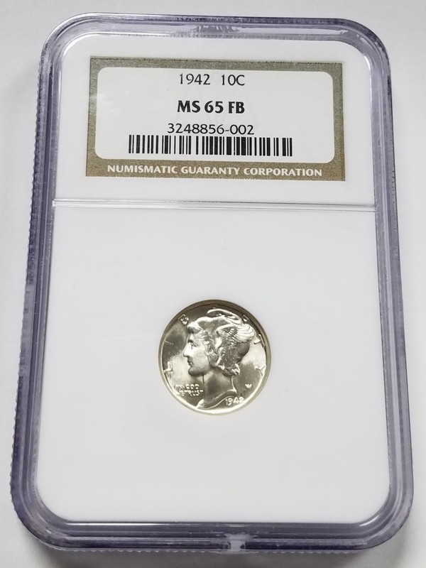 1942 Mercury Dime | NGC MS65 FB | Silver 10 c | Philadelphia