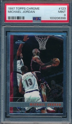 MICHAEL JORDAN 1997-98 TOPPS CHROME PSA 9 MINT CARD #123!