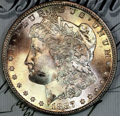 1887-S SUPERB+ GEM BU MS MORGAN SILVER DOLLAR DC466 FROM MATTHEWS HOARD