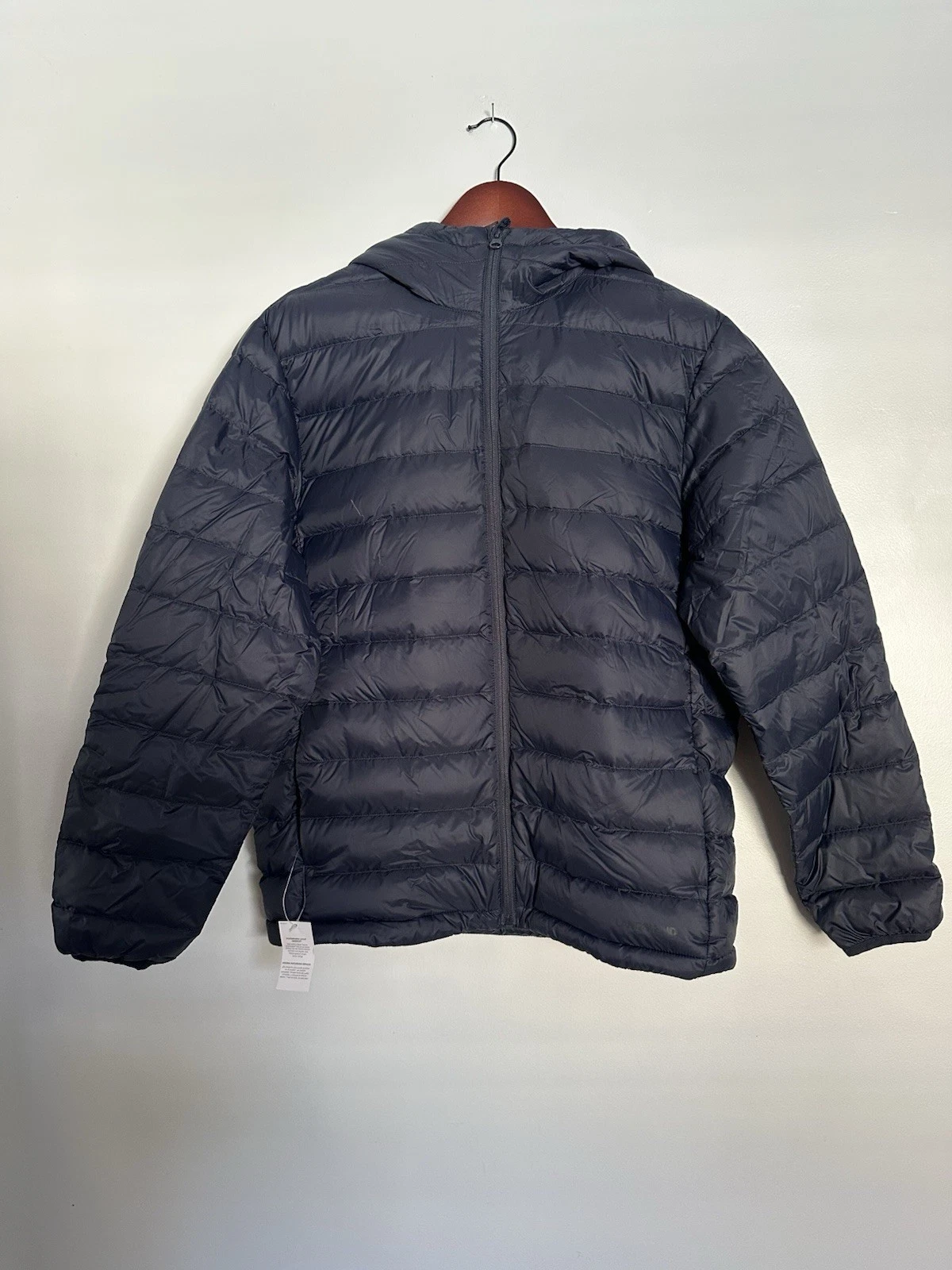 Lands' End Men's Hooded Wanderweight Packable Down Jacket Med Radiant Navy NWT