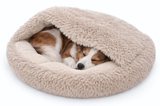 Hundebett kuscheliges weiches Plüsch-Winterbett rundes Hundekissen Hundesofa
