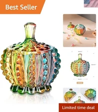 Colorful Embossed Glass Jars - 6 oz Iridescent Candy Dish for Parties & Weddings