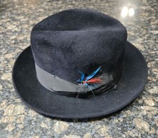 Borsalino 1857 Alessandria Men Blue Fedora Hat Italy Thomas Moore 7 1/8 Fur Felt