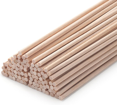Wood Dowel Rods Wooden Dowels Wooden Sticks for Crafts 1/8 x 12, 100 PCS Round W