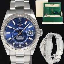 2022 NEW PAPERS Rolex Sky-Dweller Stainless White Gold Blue 326934 42mm Watch