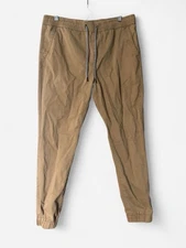 Men’s Aeropostale Khaki Tan Drawstring Denim Joggers 100% Cotton Size Medium