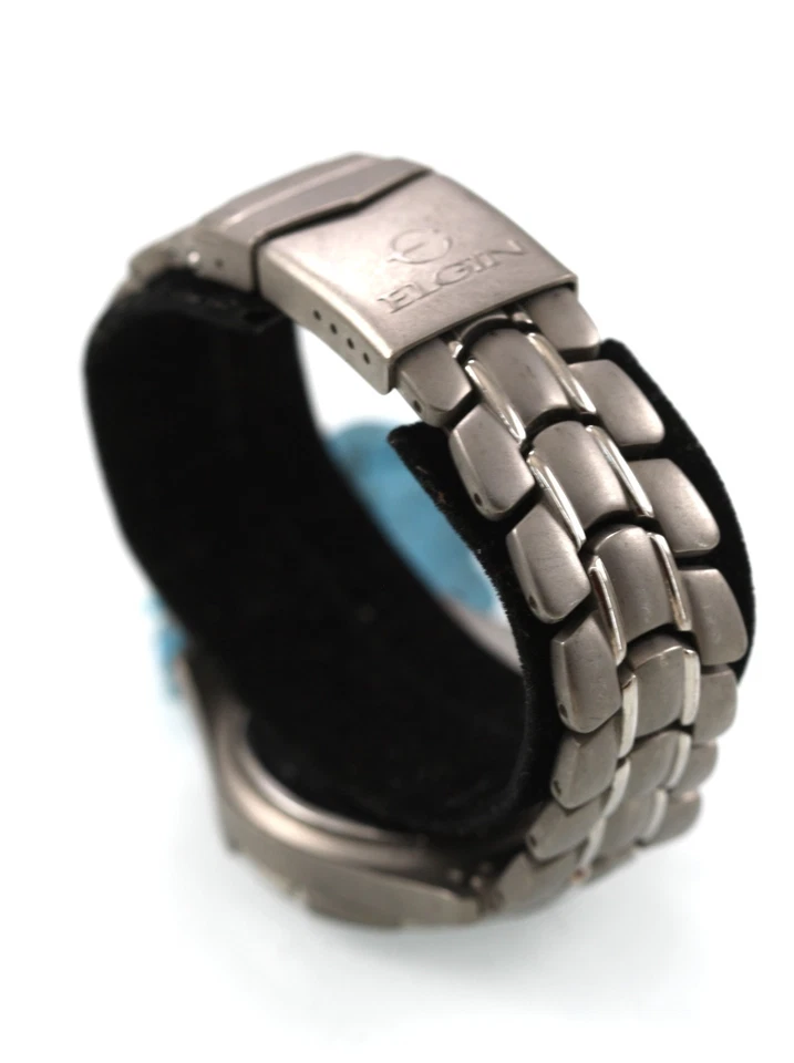 Relógio Elgin masculino titânio bateria de aço inoxidável 50m mês data dia 24 horas quartzo cinza - Imagem 3 de 4