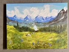 Original Acrylic painting stretched canvas 18"x 24' landscape, Ready to hang
