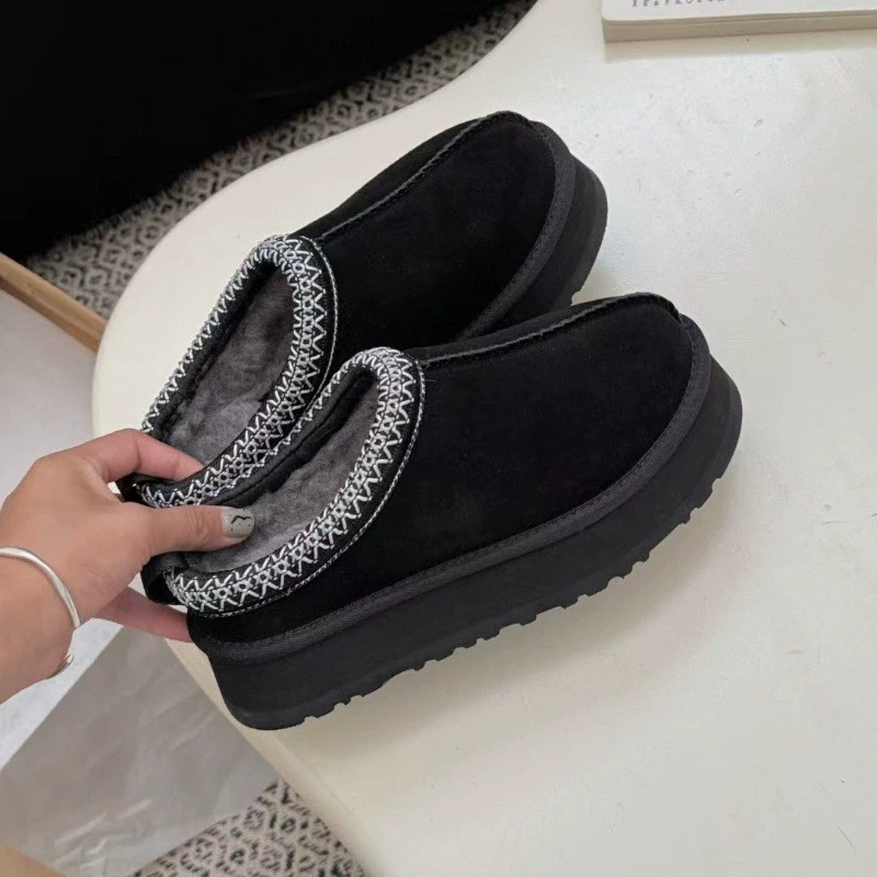 Botas de Nieve Henan Sangpo Para Mujer, Gamuza Cuero de Vaca Lana Plataforma TAZZ Supermodelo Foto 3 de 4