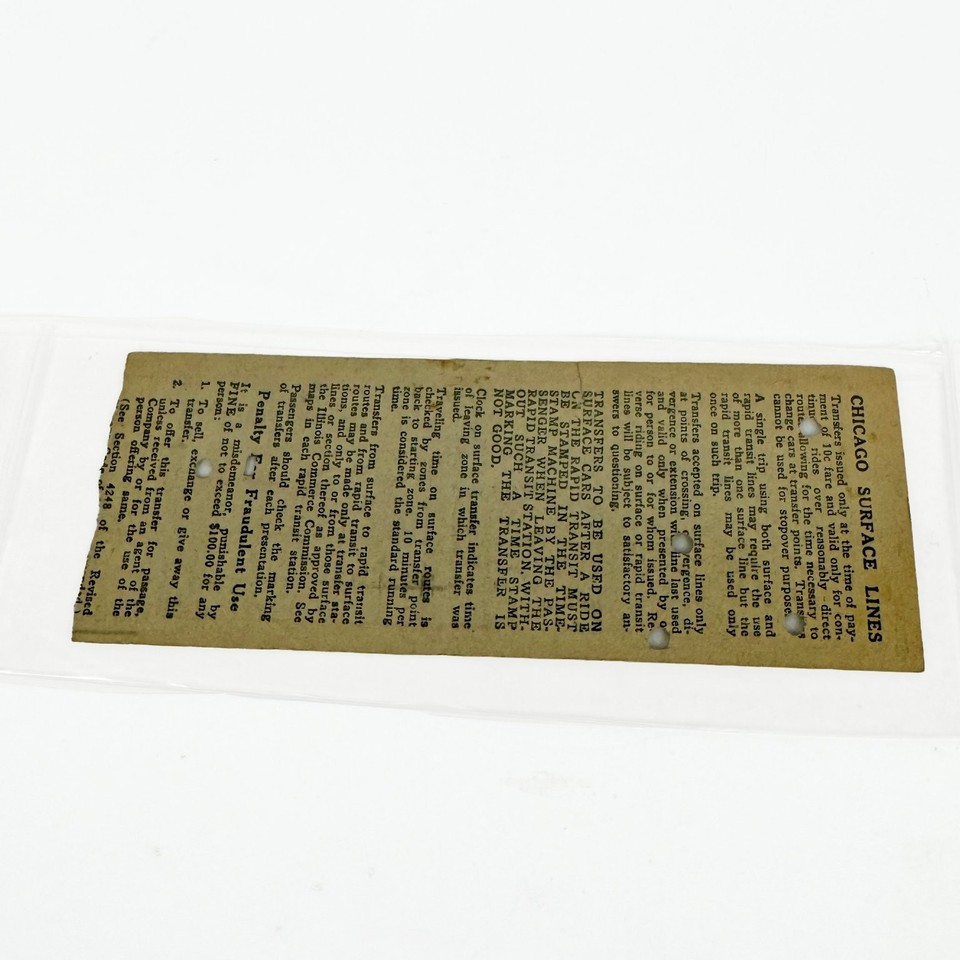 Transfer Shipping Line Chicago Surface Lines Wallace-Racine Paper Transfer Ticket Vintage | eBay