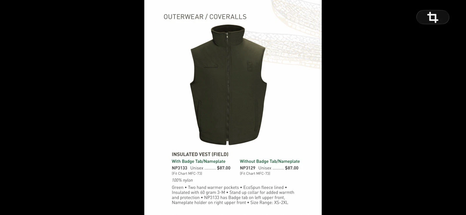 VF Imagewear 3M Thermal Insulated Vest Size XL-Long