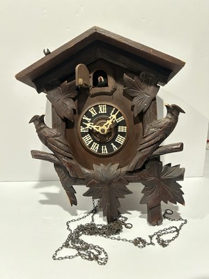 Vintage Birds Hubert Herr Triberg Germany Carved Wood Cuckoo Clock