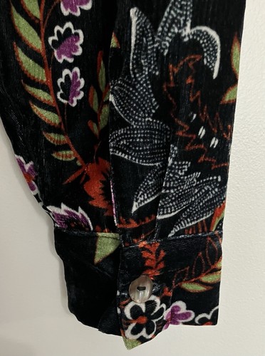 Soft Surroundings Floreat Velvet Button Front Shirt 2X Paisley Floral Preppy - Picture 4 of 5