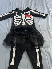 Baby Girl Skeleton Two Piece Halloween Outfit/Costume With Tutu Size 0-3 Months