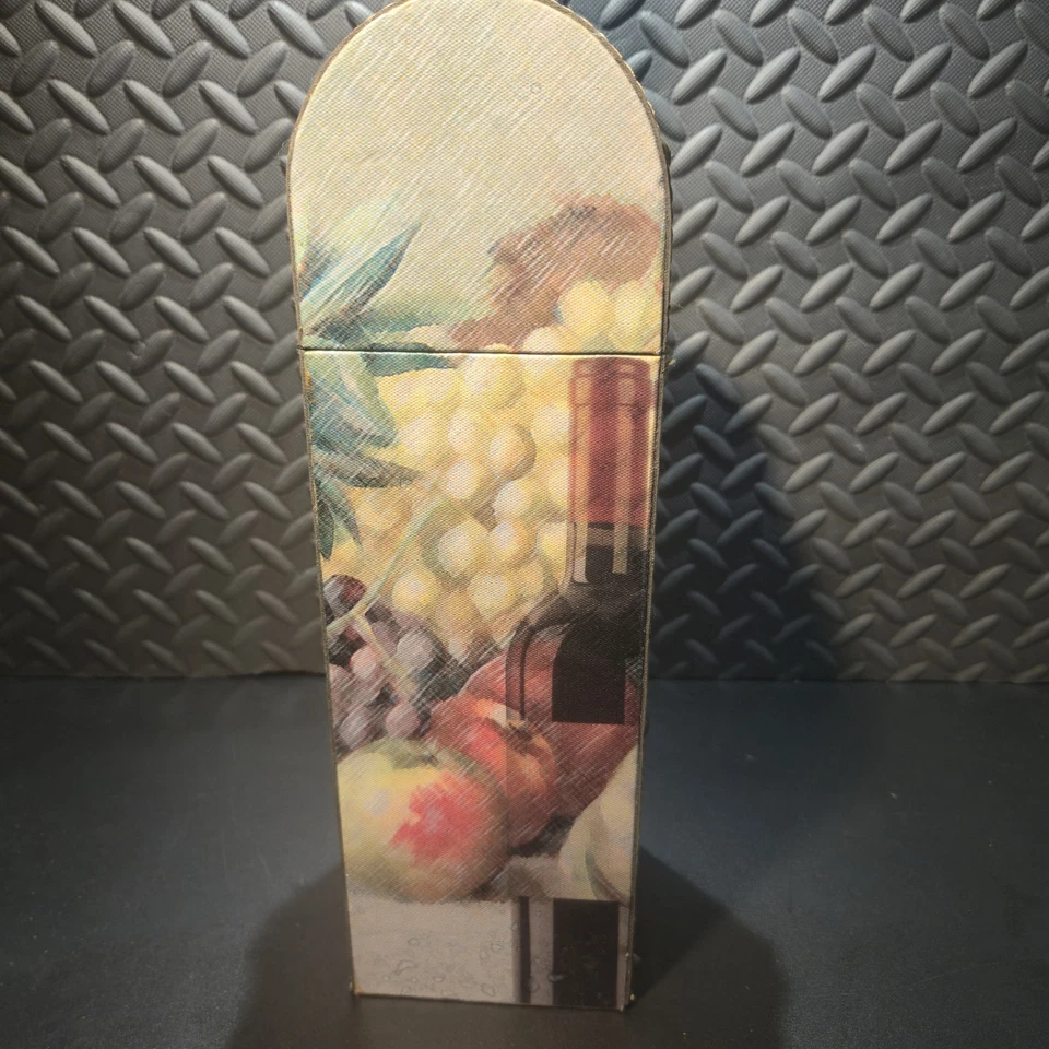 Caja de regalo de vino individual New Elements con uvas - 14 3/4" de alto - Borde de cuero Foto 4 de 4