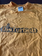 Vintage Disturbed Band Shirt Size XL Yellow Rare Hard Heavy Rock
