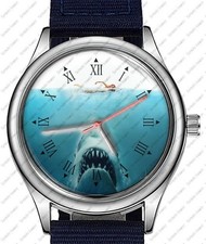 Shark Jaws Maneater In Blue Sea Trendy 38mm Face Wrist Watch