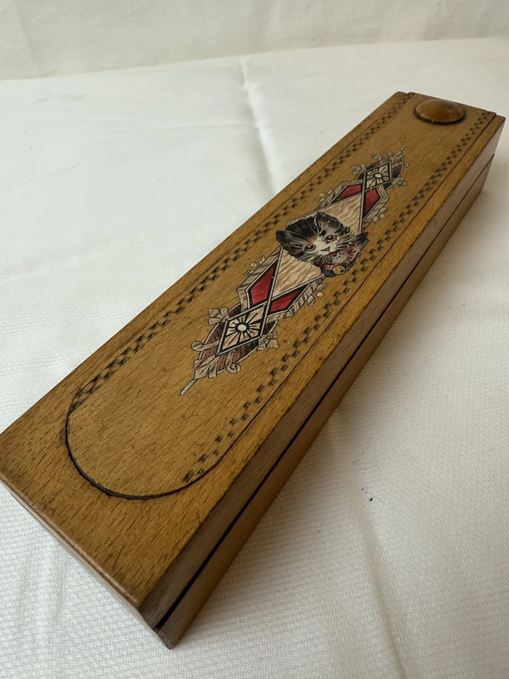Antique Rare Kitten Pencil Box - Image 2 of 4