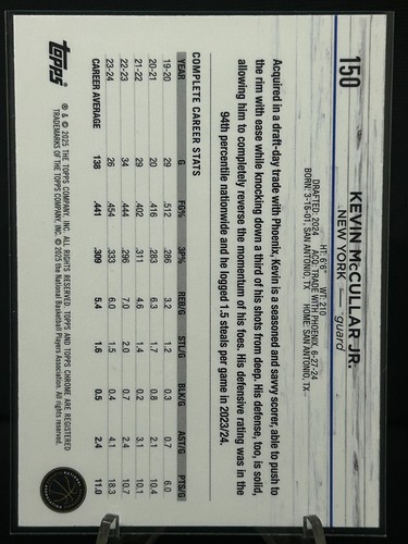 2024-25 Topps Chrome - Kevin McCullar Jr. #150 (RC) - Picture 2 of 2