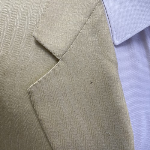Ravazzolo Hand Tailored Italy Loro Piana Herringbone Yellow Cashmere Jacket 44R - Picture 4 of 14