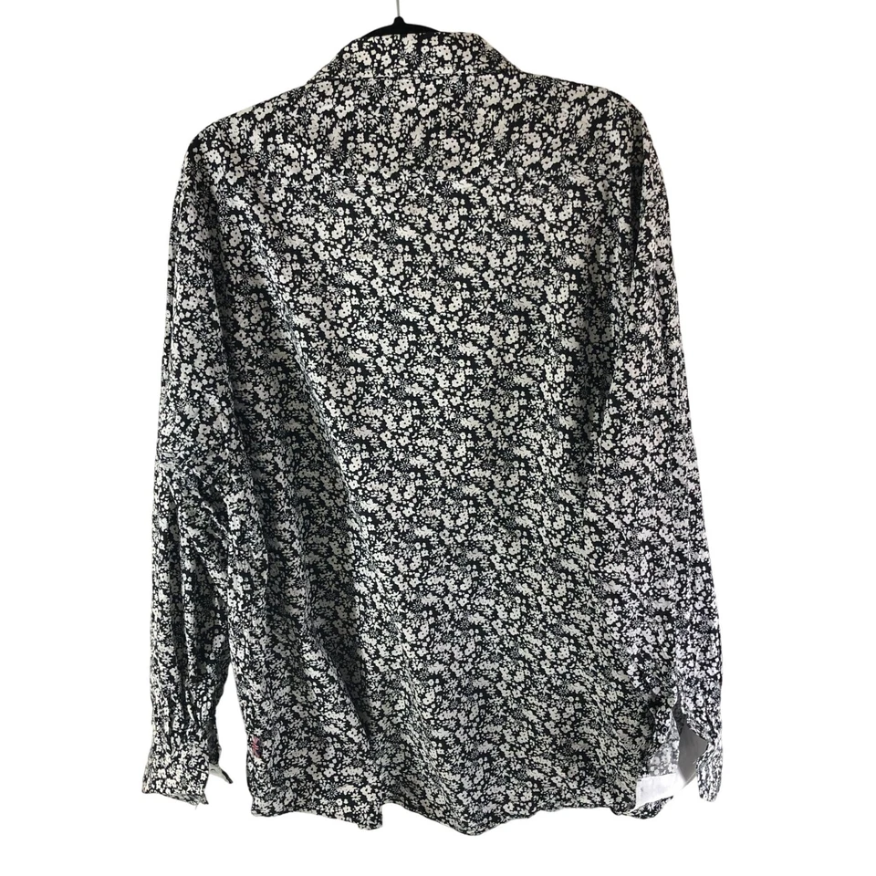 Camisa de lavandería inglesa para hombre con botones floral de algodón elástico negra blanca XXL Foto 2 de 4