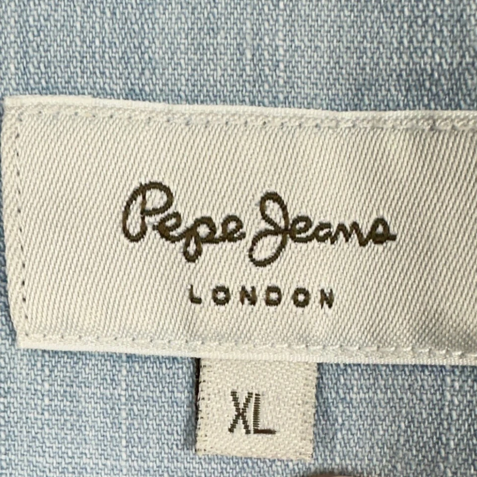Pepe Jeans Shirt Denim Pearl Snap Button Up Mens XL Blue Flap Pocket Regular Fit - Image 4 of 4