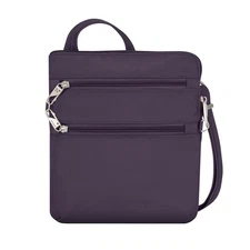 Travelon Anti-Theft Classic Slim Double Zip Crossbody Bag Purple One Size
