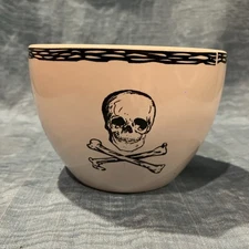 Skull Signature Housewares Ceramic Halloween Bowl Approx 5” Across Top