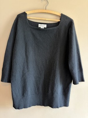 Bloomingdale's 100% Cashmere Black 3/4 Sleeve  Sweater Size 2X Quiet Luxury Plus