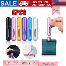 5Pcs Mini Travel Perfume Atomizer Bottle Spray Pump Case Refillable Portable US
