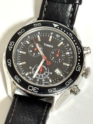 TIMEX T2N592 Chronograph schwarzes Zifferblatt 43 mm Quarz Herrenuhr 100 m Le...