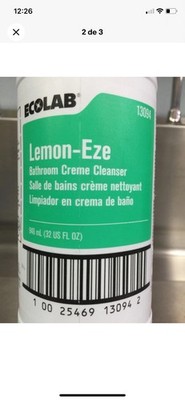 Ecolab Lemon Bathroom Creme Cleanser 946 mL 32 fl oz MPN 13094