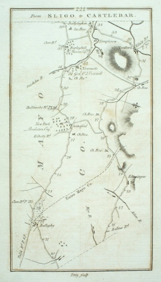 IRLANDA, SLIGO, BALLYCARRA, FOXFORD, hoja de ruta antigua, Taylor & Skinner, c.1778 Foto 4 de 4