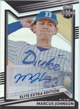 2022 Panini Elite Extra Edition Marcus Johnson Auto #112 Duke Rays Marlins