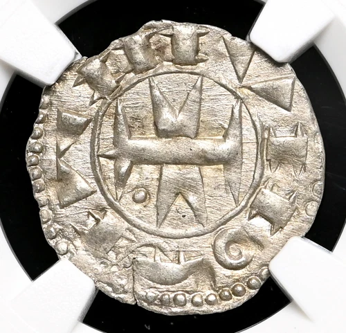 FRANCE, Languedoc, Comté de Melgueil. Silver Denier, 1100-1300, NGC MS62